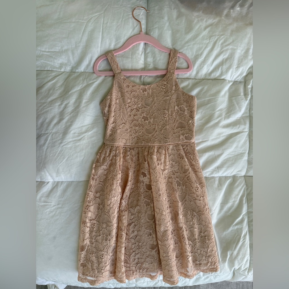 Zhenzi Floral Lace Tank Dress in Blush